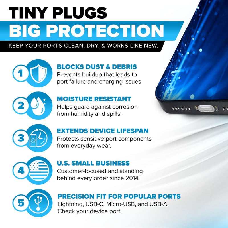 PortPlugs Dust Plugs Compatible with iPhone 11, XS, XR, X, 8, 7 â€“ Curved Bezel Lightning Port Covers for Dust, Dirt, Lint â€“ Include Cleaning Brush | Clear (10-Pack) - Image 3